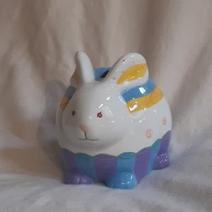Handpainted Ceramic Bunny Piggy Bank